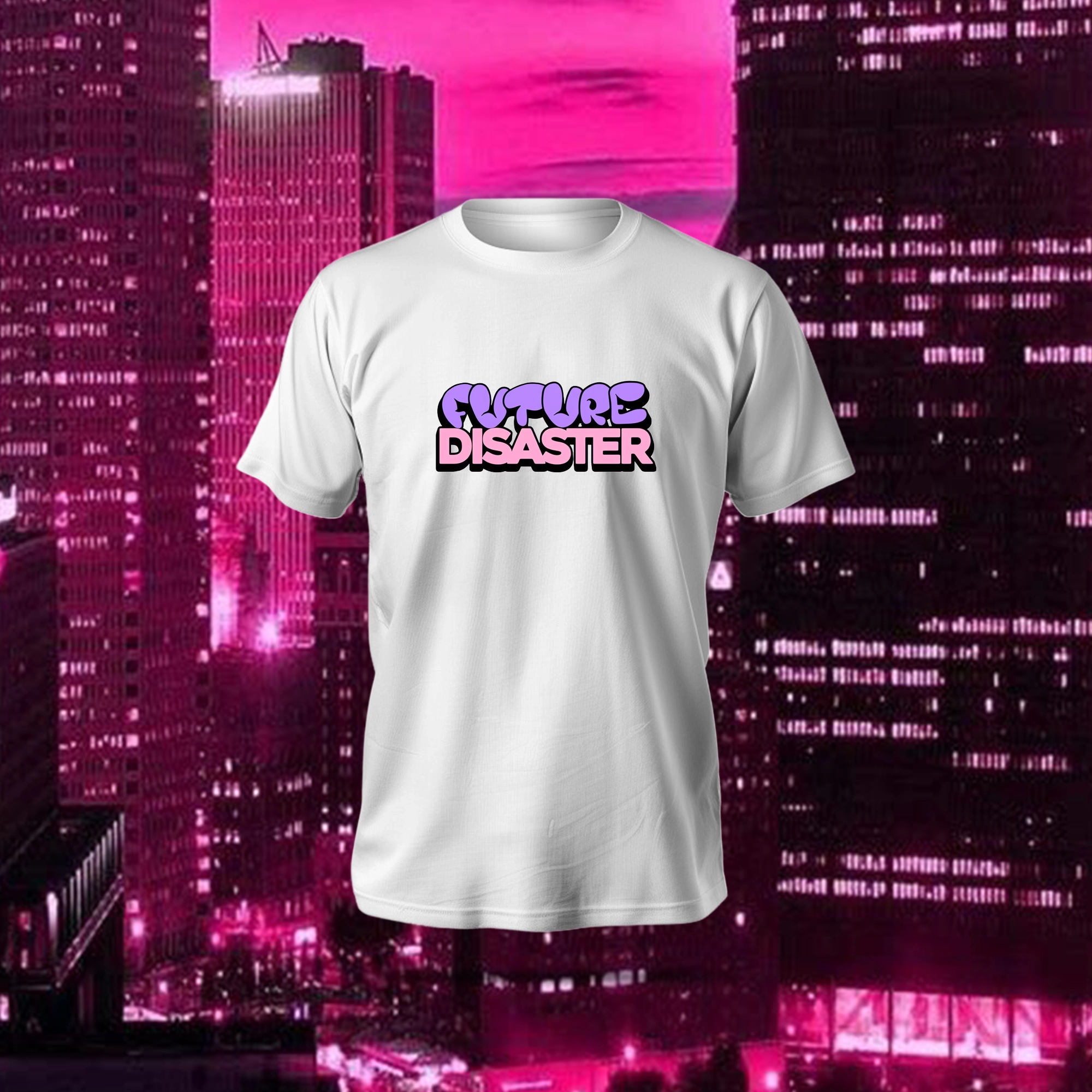 Future Disaster T-Shirt in black featuring a striking anime-style graphic, made from polyester-cotton with a regular fit.