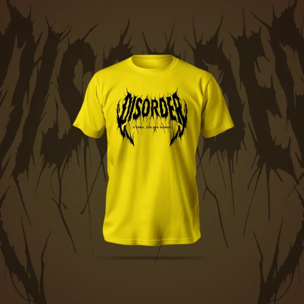 Disorder T-Shirt in black featuring anime-style abstract graphic and regular fit with soft polyester-cotton fabric.
