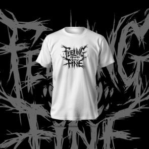Feeling Fine T-Shirt in black with minimalist anime design, featuring regular fit and breathable polyester-cotton blend fabric.