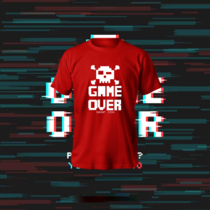 Game Over T-Shirt in black with bold anime-style graphic, made from soft polyester-cotton blend in a regular fit.