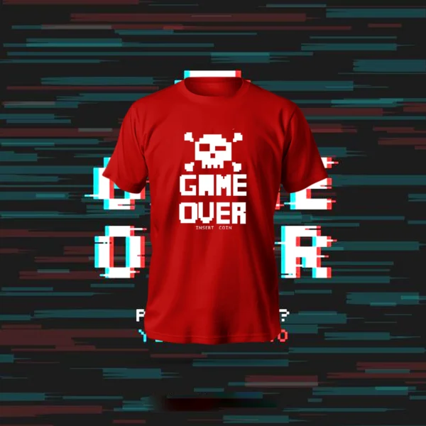 Game Over T-Shirt in black with bold anime-style graphic, made from soft polyester-cotton blend in a regular fit.