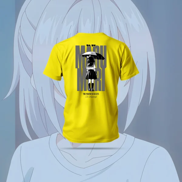 Mary T-Shirt with anime-inspired design, regular fit, made from polyester-cotton blend in black color