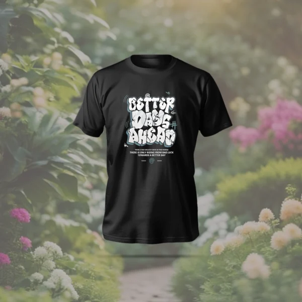 Better Days T-Shirt in black with anime print, regular fit, and soft polyester-cotton blend.