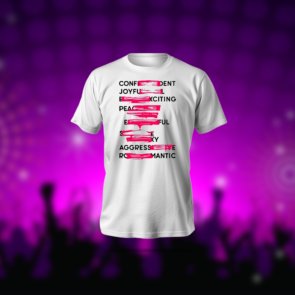 Confident joyful T-Shirt in black featuring anime-inspired design, polyester-cotton fabric, and a regular fit.