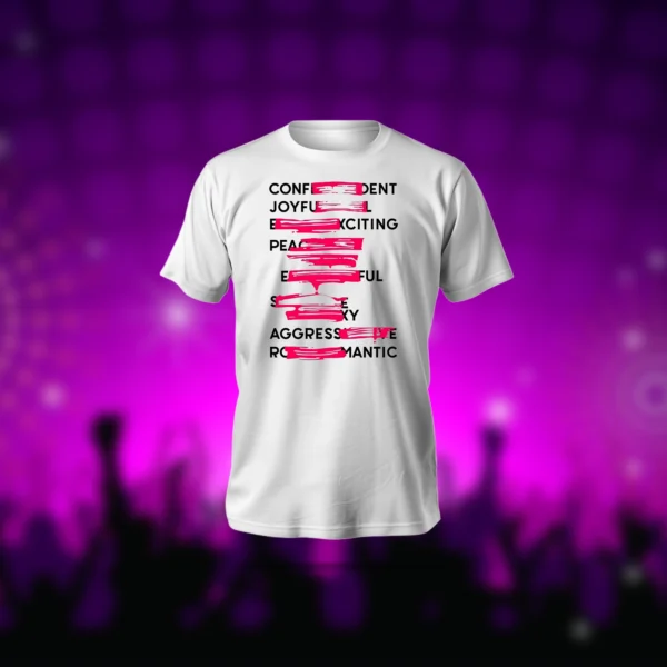 Confident joyful T-Shirt in black featuring anime-inspired design, polyester-cotton fabric, and a regular fit.