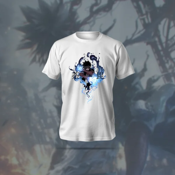 Dabi Inferno T-Shirt in black with anime fire-themed design, regular fit, and polyester-cotton fabric