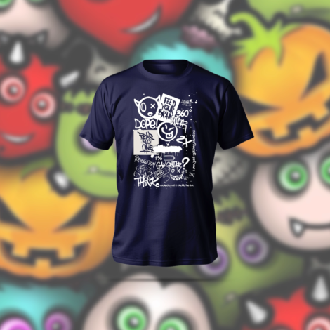 Tag Life T-Shirt in black, featuring graffiti-style anime print and regular fit in polyester-cotton fabric.