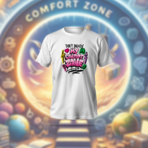 Comfort zone T-Shirt in white, featuring anime-inspired design and soft polyester-cotton fabric with a regular fit.