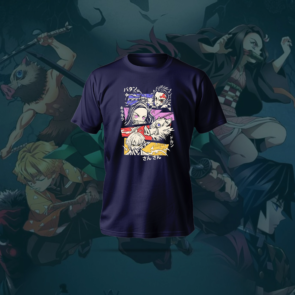 Demon Slayer T-Shirt in black, featuring bold anime print and regular fit polyester-cotton fabric.
