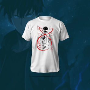Gojo suturo T-Shirt in black with anime design, soft polyester-cotton blend, regular fit