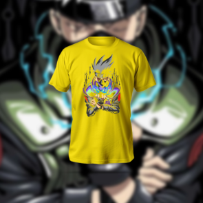Kakashi Chidori T-Shirt in black featuring anime print and regular fit with polyester-cotton blend fabric.