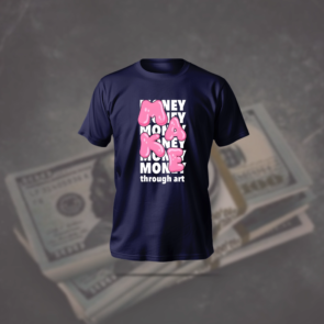 Make money T-Shirt in black with anime-themed print, regular fit, and polyester-cotton blend.