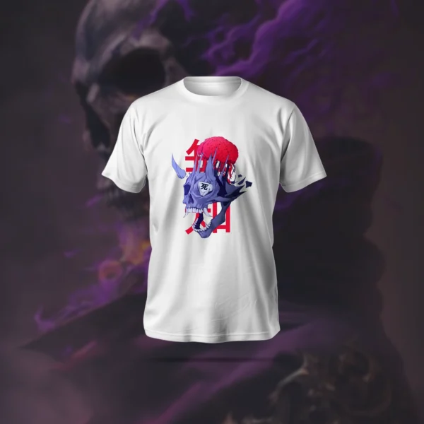 Moster skull T-Shirt in black with animated monster design, polyester-cotton blend, regular fit.