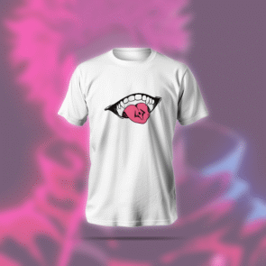 Sakuna Tongue T-Shirt in black with anime graphic, featuring regular fit and soft polyester-cotton blend.