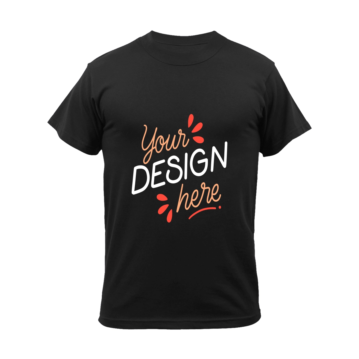 Round Neck T-Shirts in various colors and sizes.