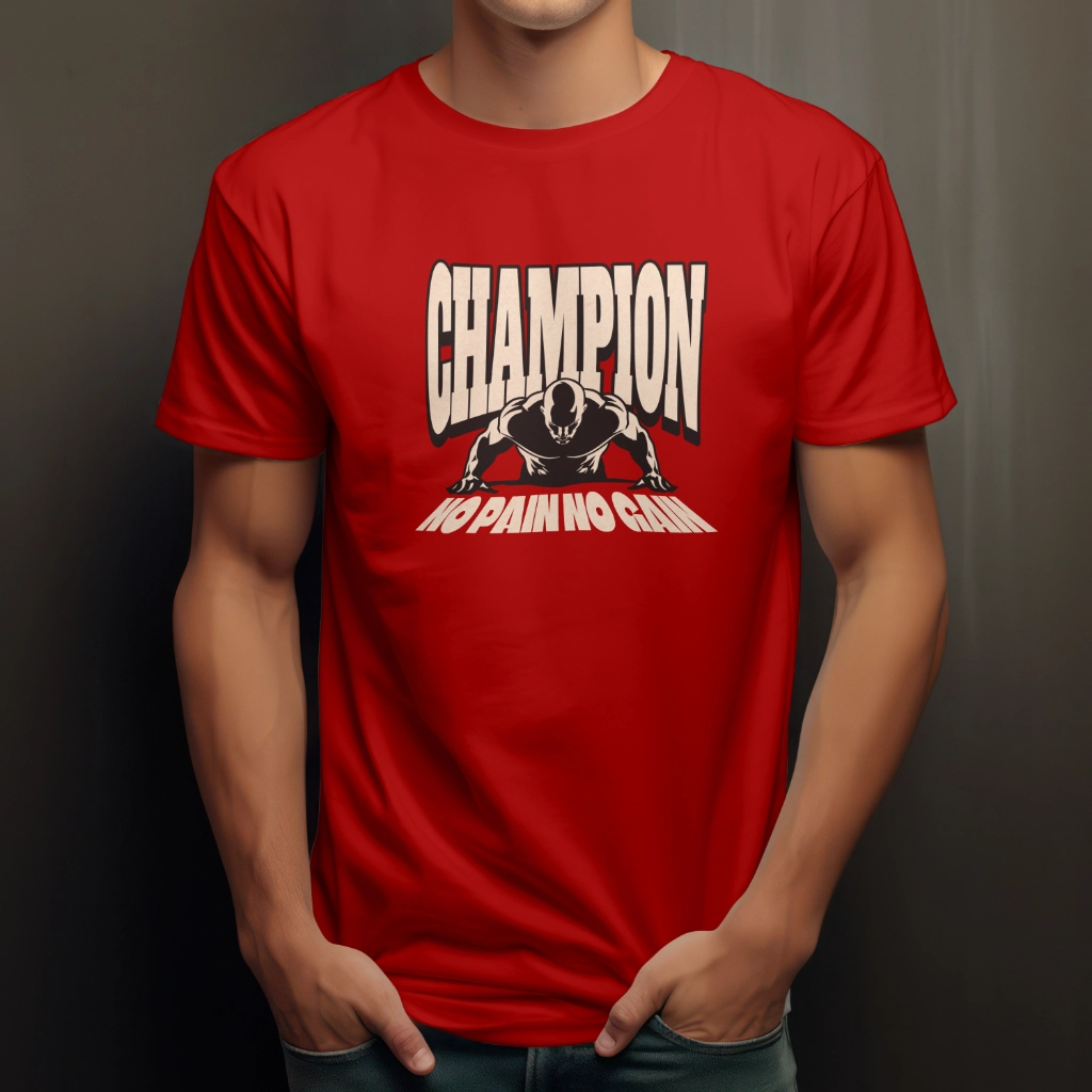 Champion T-Shirt – Premium polyester-cotton blend gym t-shirt for men, designed for comfort, flexibility, and durability.
