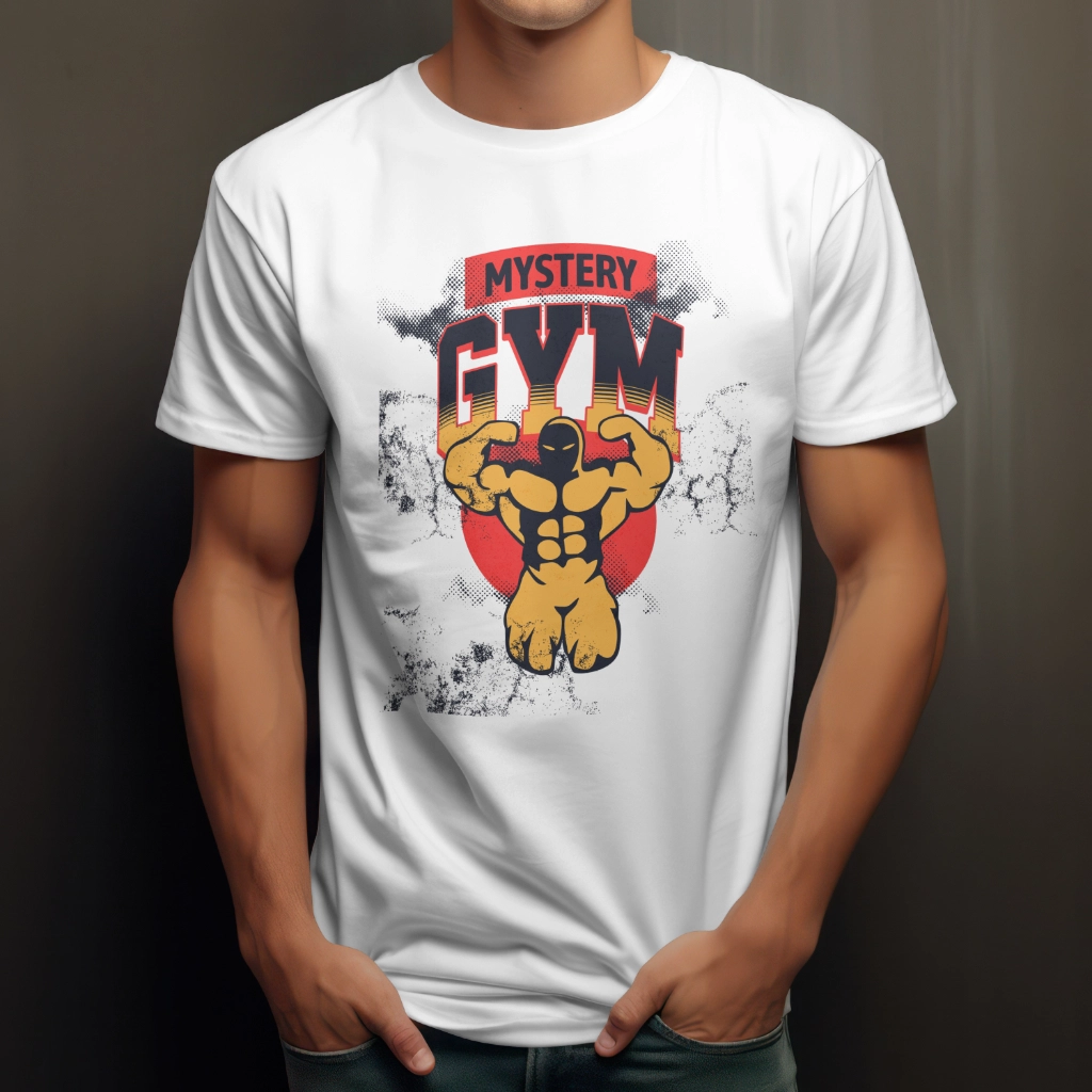 Mystery Gym T-Shirt – A high-quality custom gym t-shirt with a bold motivational design, crafted for fitness enthusiasts who push their limits.