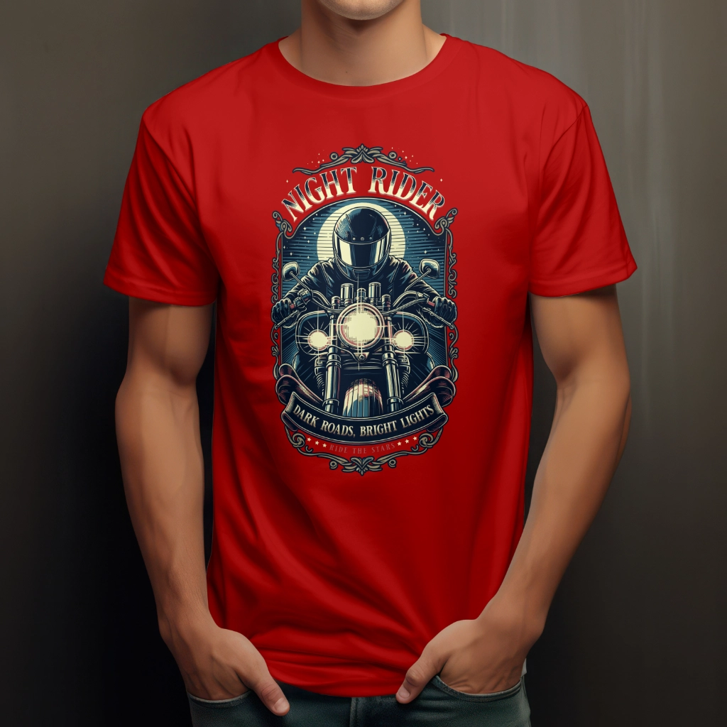 Night Rider T-Shirt featuring a sleek car-inspired design, made from a breathable polyester-cotton blend for comfort and durability.