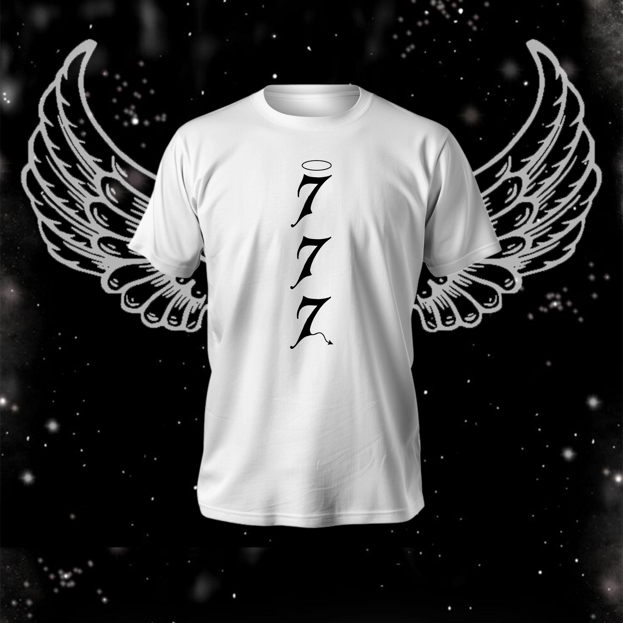 777 T-Shirt in black, featuring anime-themed design and regular fit made from soft polyester-cotton blend.
