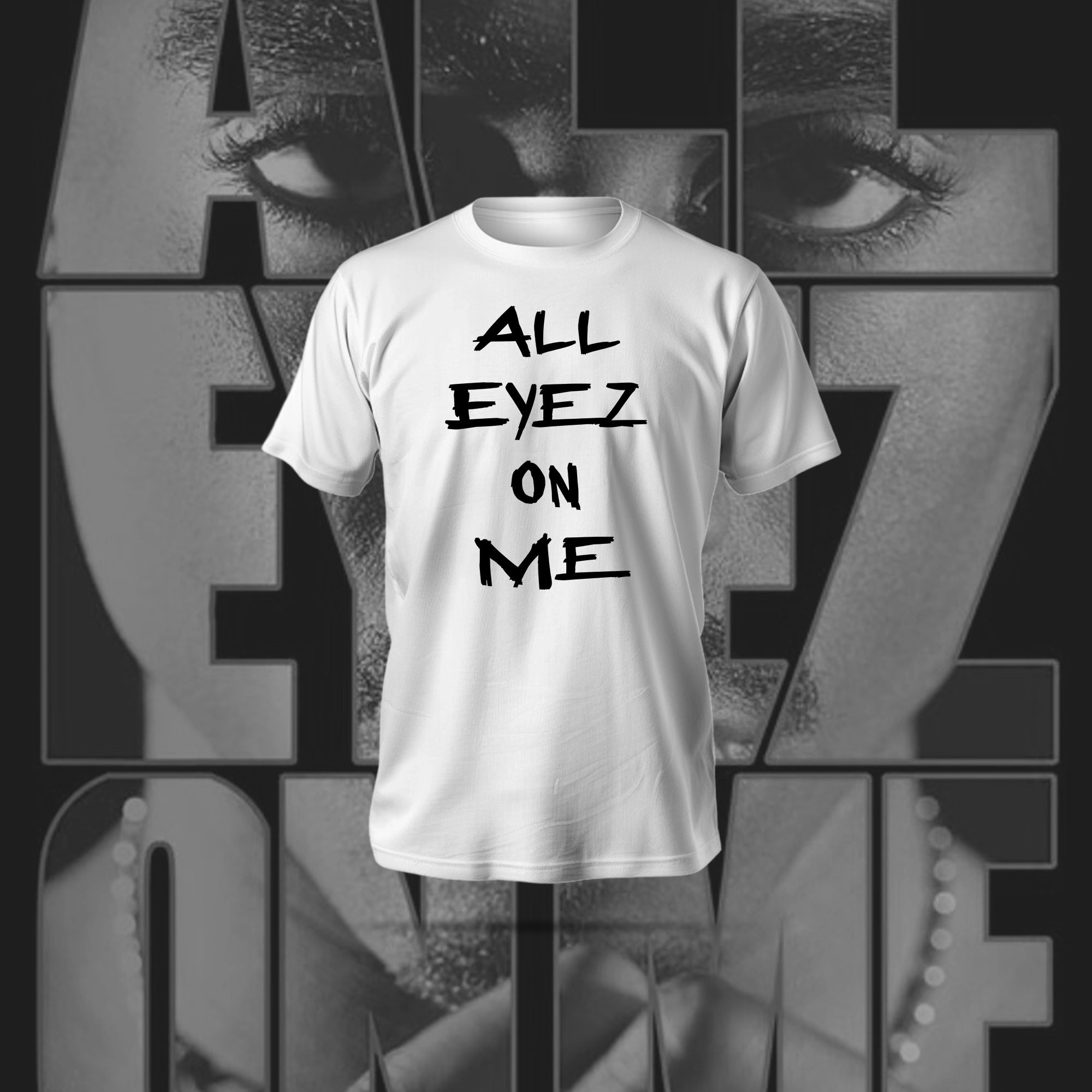 All-eyez T-Shirt in black featuring anime-inspired print and regular fit made from soft polyester-cotton blend.