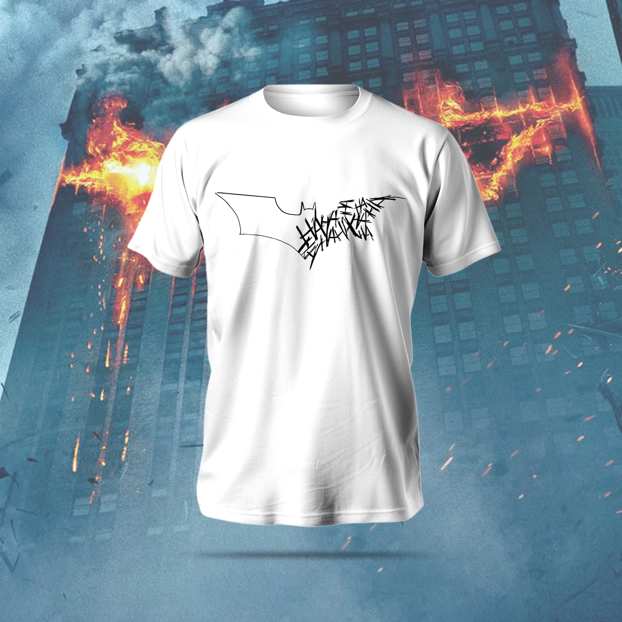 Bat-Haha T-Shirt in black featuring anime-inspired humorous design and regular fit made from polyester-cotton blend.