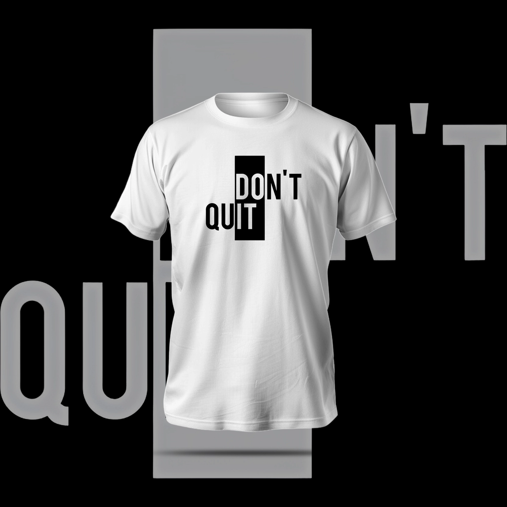 Dont Quit T-Shirt in black with anime-style motivational graphic and regular fit in breathable polyester-cotton fabric.