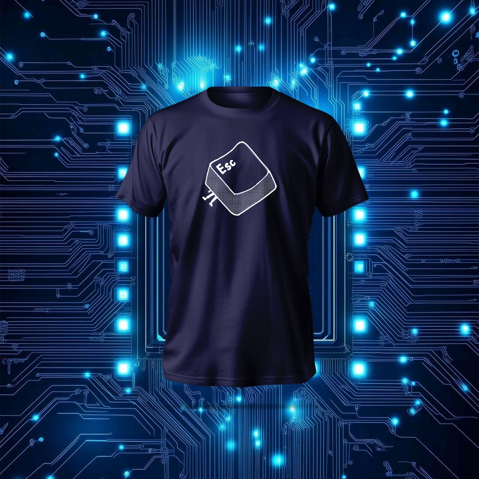 Esc T-Shirt in black featuring minimalist anime-inspired keyboard escape key design, with regular fit and soft polyester-cotton fabric.